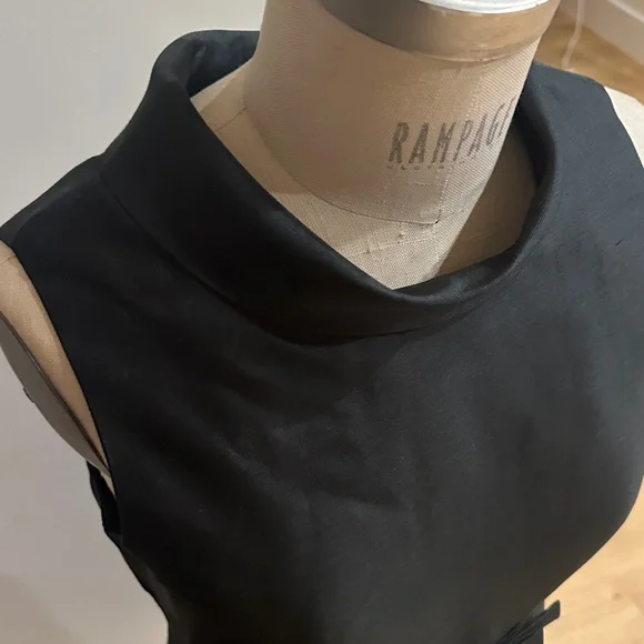 Kate Spade Silk Black Midi Dress with cowl neck and Bow waist detail - Picture 9 of 13